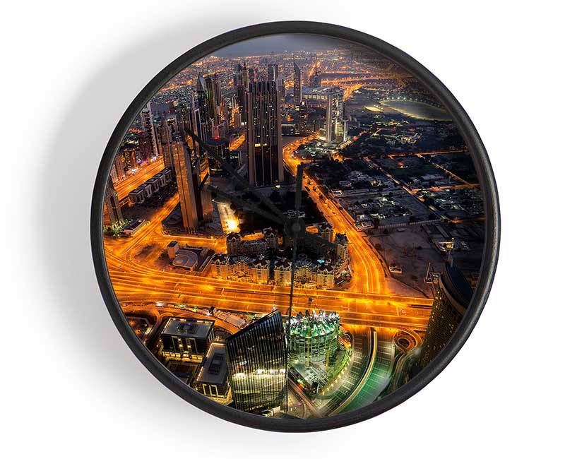 Golden Roads Through The City Clock - Wallart-Direct UK