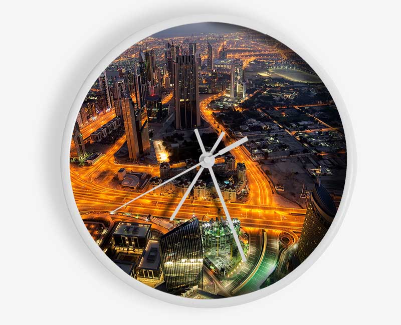 Golden Roads Through The City Clock - Wallart-Direct UK