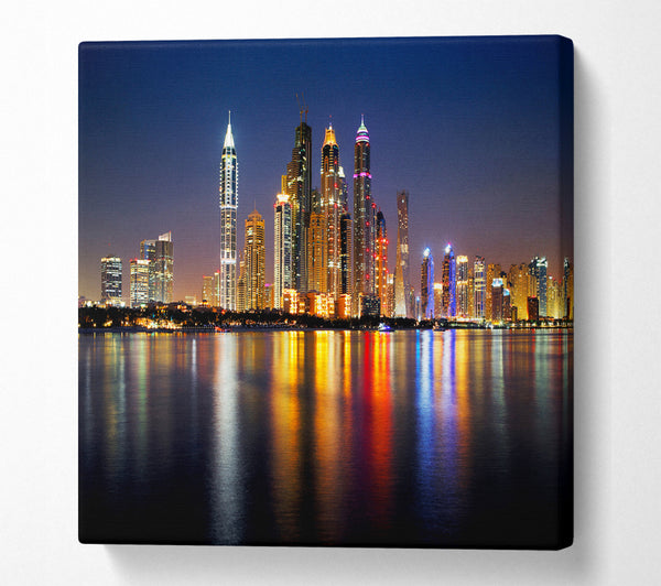 A Square Canvas Print Showing Colourful Reflections Square Wall Art