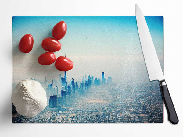 Bird Over The City Glass Chopping Board