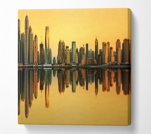 A Square Canvas Print Showing Golden Reflections Square Wall Art