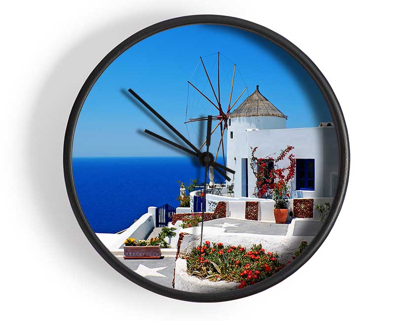 The Magic Of Santorini Clock - Wallart-Direct UK