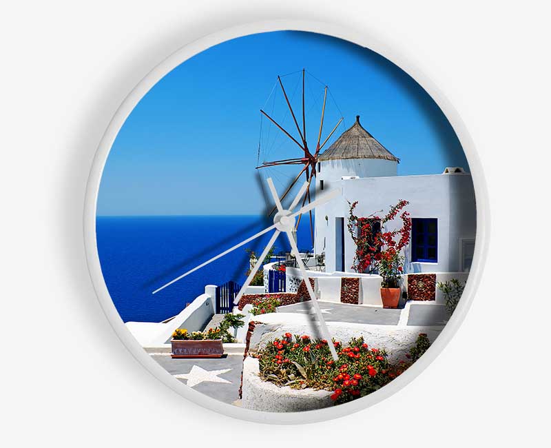 The Magic Of Santorini Clock - Wallart-Direct UK