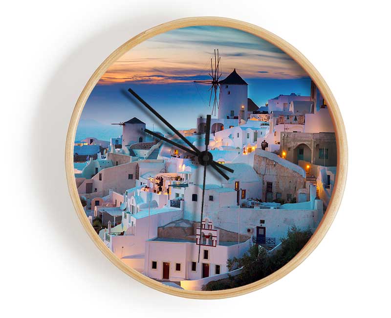 Santorini At Sunset Clock - Wallart-Direct UK