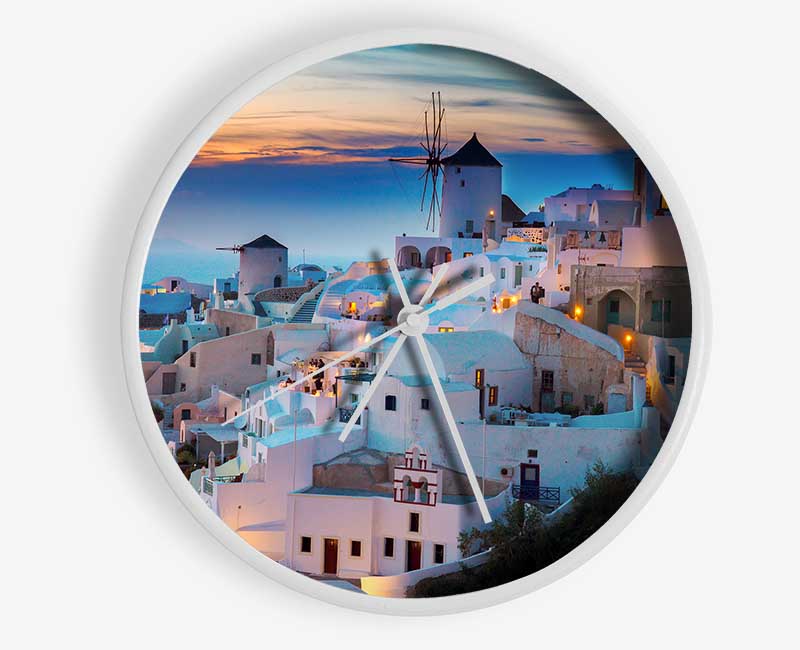 Santorini At Sunset Clock - Wallart-Direct UK