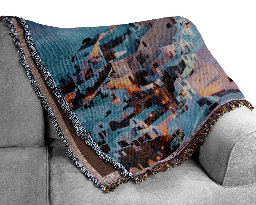 Santorini At Sunset Woven Blanket