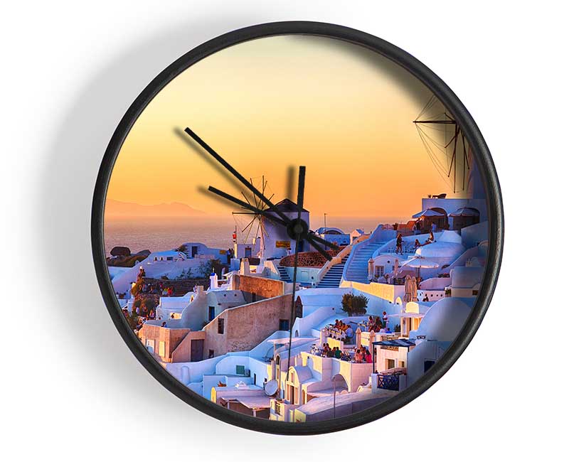 Sunset In Santorini Clock - Wallart-Direct UK