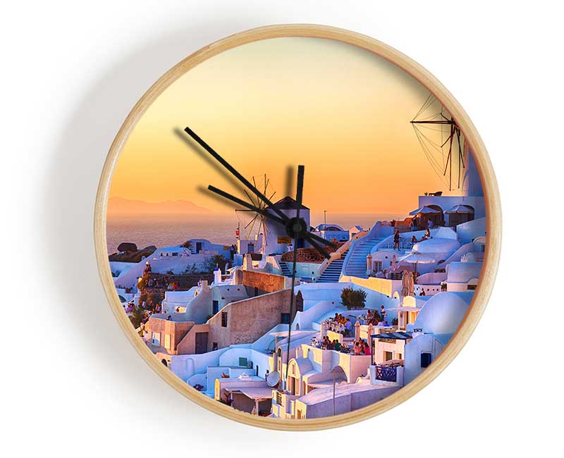 Sunset In Santorini Clock - Wallart-Direct UK