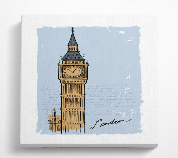 A Square Canvas Print Showing Big Ben Blues Square Wall Art