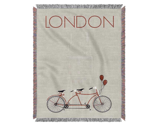 Bicycle At Big Ben Woven Blanket