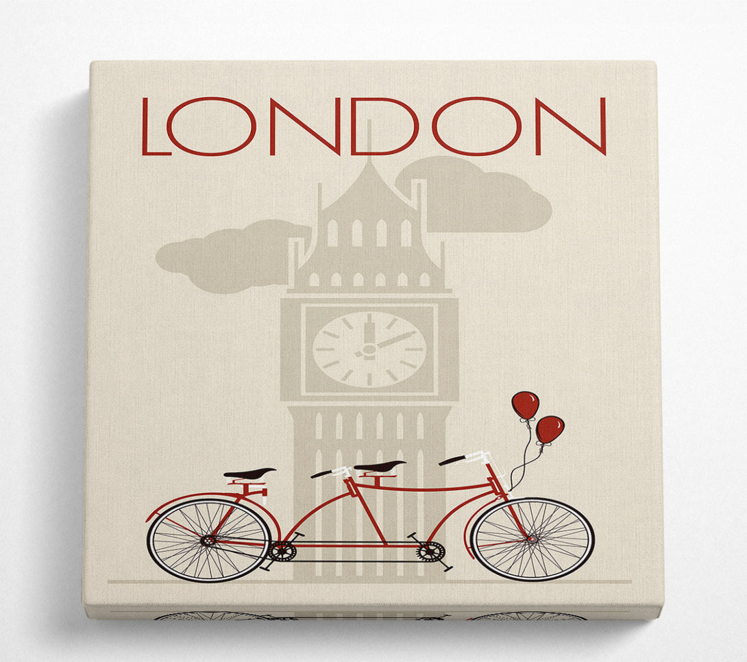 A Square Canvas Print Showing Bicycle At Big Ben Square Wall Art