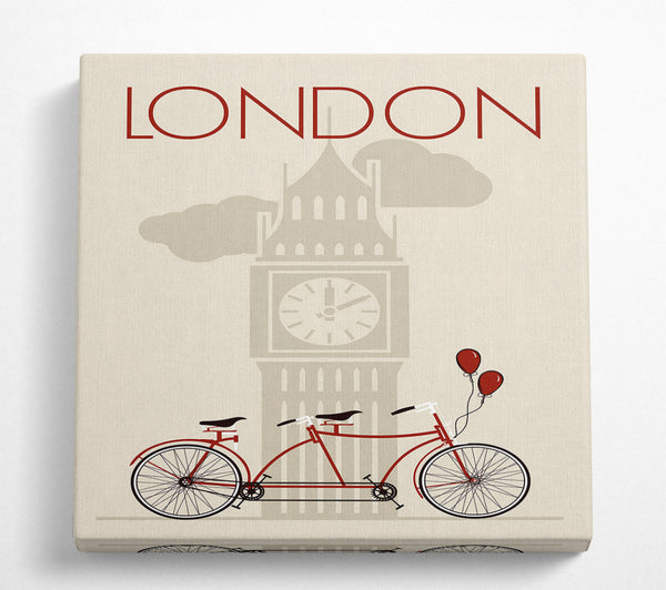 A Square Canvas Print Showing Bicycle At Big Ben Square Wall Art