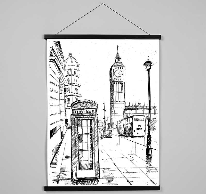 London Street Outline 3 Hanging Poster - Wallart-Direct UK