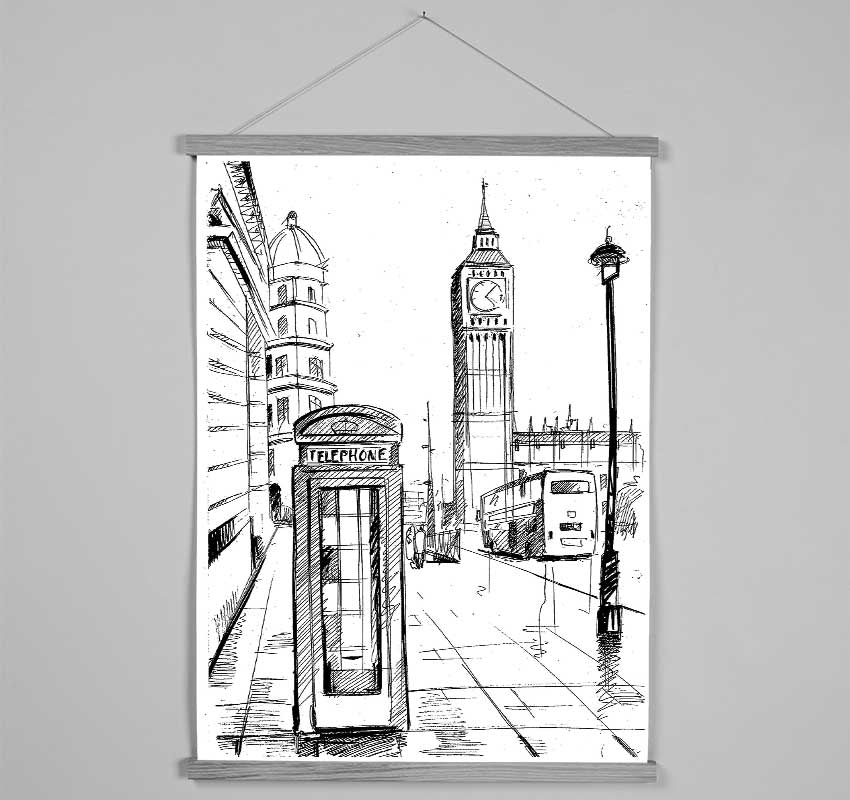 London Street Outline 3 Hanging Poster - Wallart-Direct UK