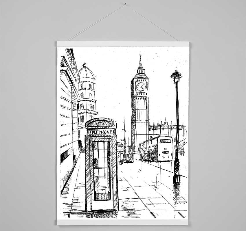 London Street Outline 3 Hanging Poster - Wallart-Direct UK