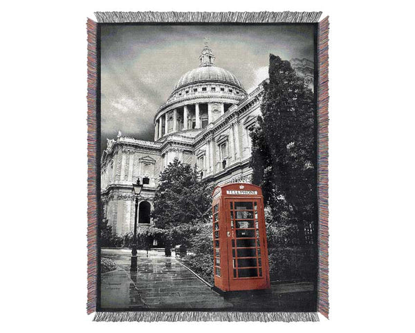 St Pauls Red Phone Box Woven Blanket