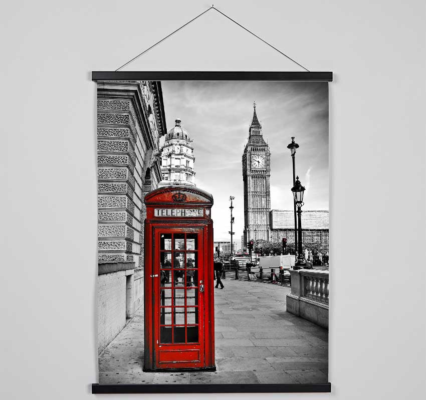 Red Phone Box Near Big Ben Hanging Poster - Wallart-Direct UK