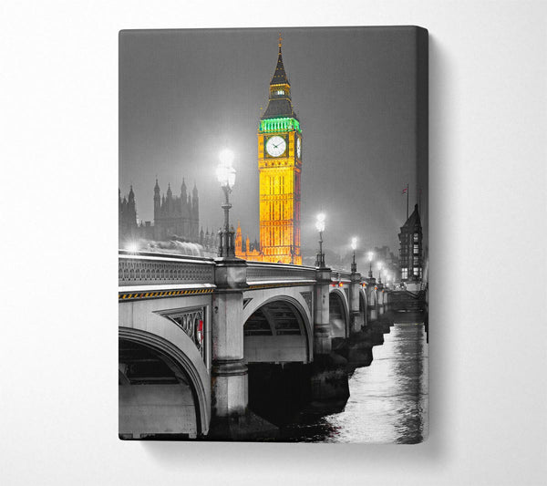 Picture of Golden Big Ben Over Tower Bridge Canvas Print Wall Art