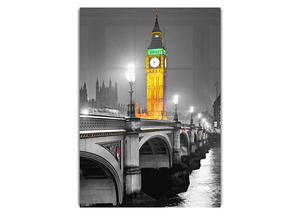 Golden Big Ben Over Tower Bridge