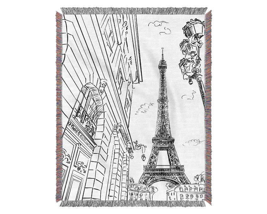 Eiffel Tower Streets 2 Woven Blanket