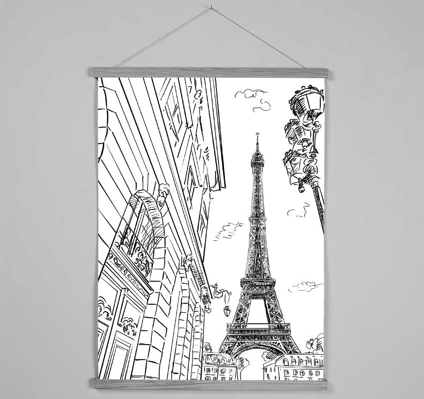 Eiffel Tower Streets 2 Hanging Poster - Wallart-Direct UK