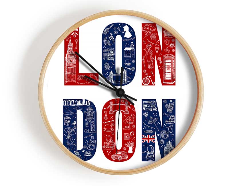 Red White And Blue Clock - Wallart-Direct UK