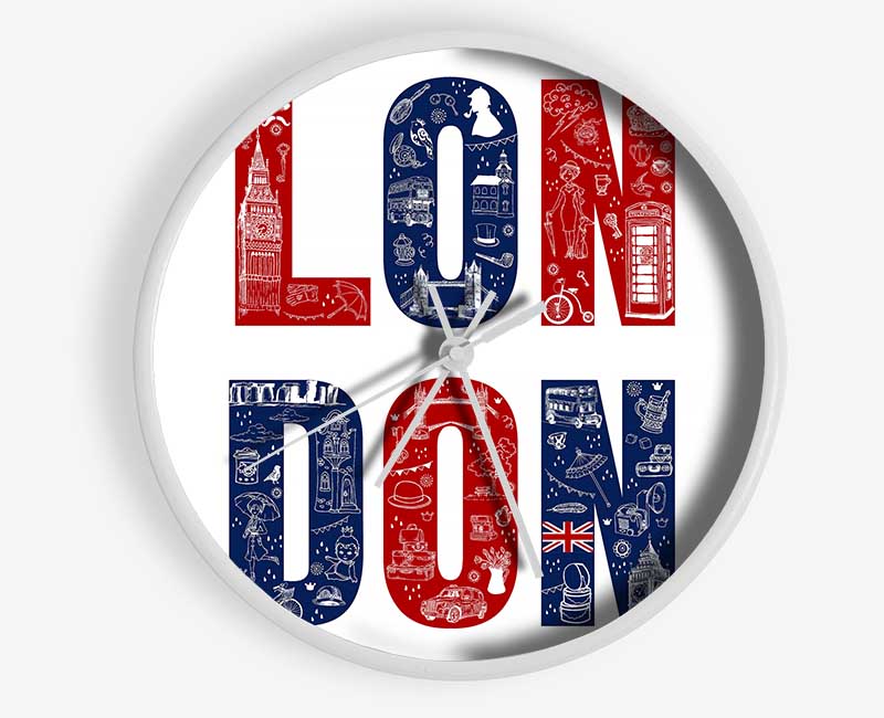 Red White And Blue Clock - Wallart-Direct UK