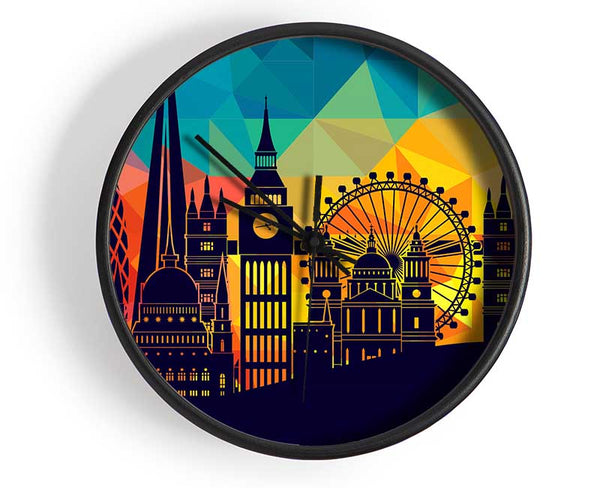 Rainbow London Splash 4 Clock - Wallart-Direct UK