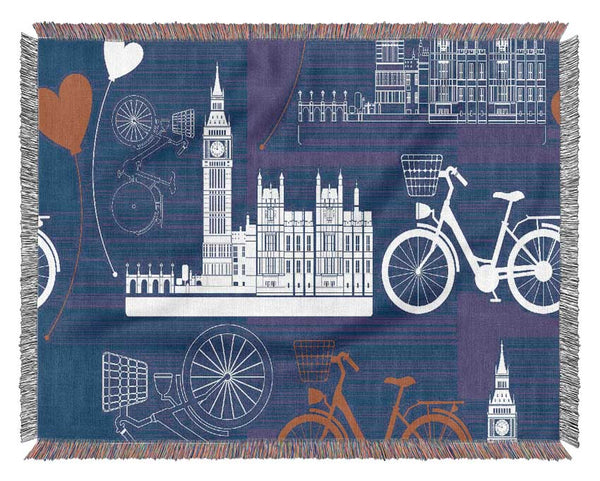 Cycling Around The City Woven Blanket