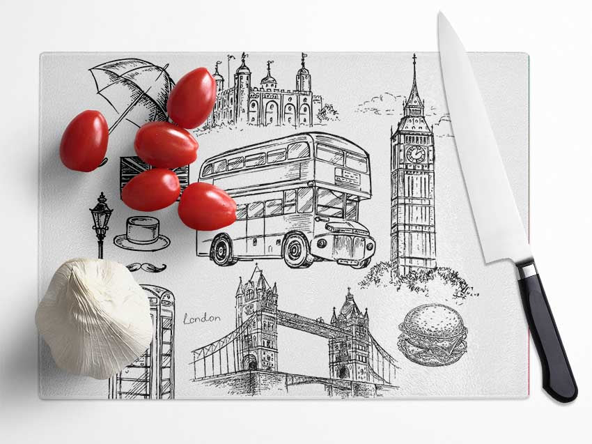 Attractions Of The City 9 Glass Chopping Board