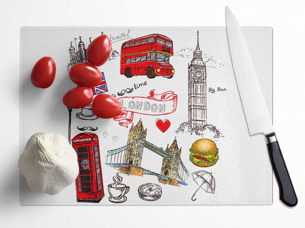 Attractions Of The City 2 Glass Chopping Board