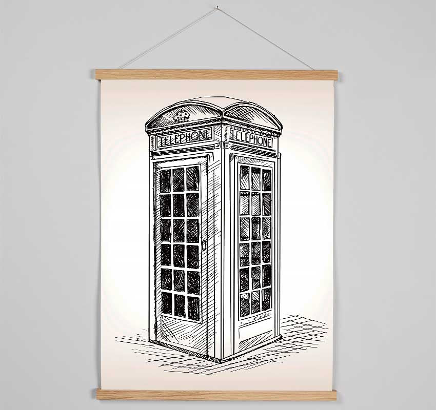 Phone Box Outline Hanging Poster - Wallart-Direct UK