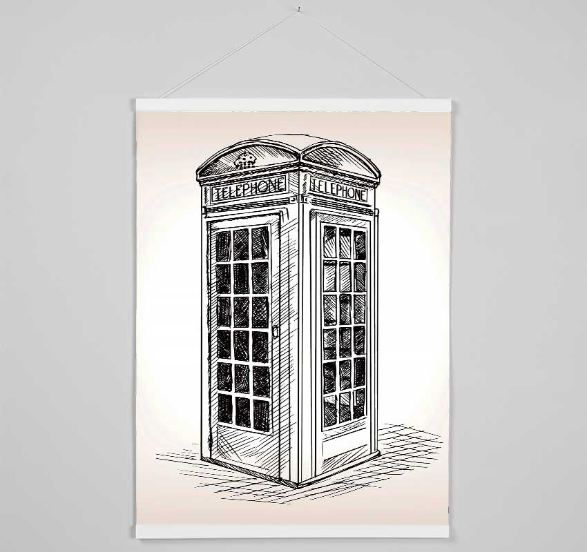 Phone Box Outline Hanging Poster - Wallart-Direct UK