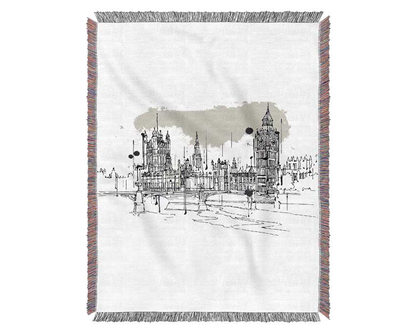 Purple Houses Of Parliament Woven Blanket