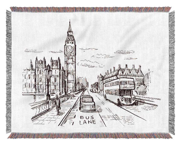 London Street Outline 1 Woven Blanket