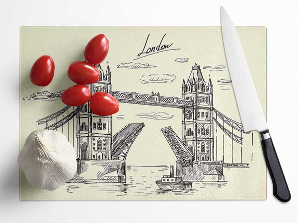 Tower Bridge Outline 5 Glass Chopping Board