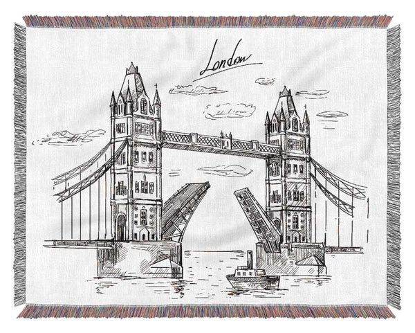 Tower Bridge Outline 5 Woven Blanket