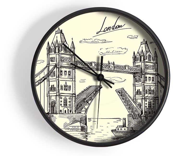 Tower Bridge Outline 5 Clock - Wallart-Direct UK