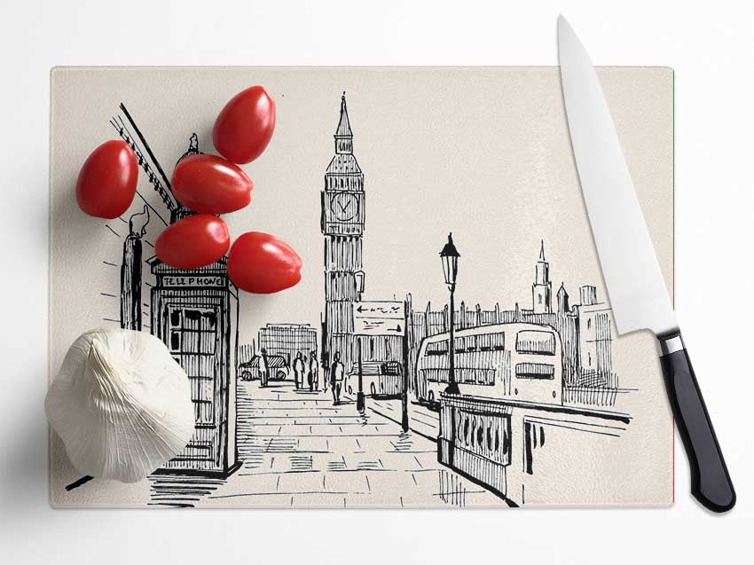 London Street Outline 2 Glass Chopping Board