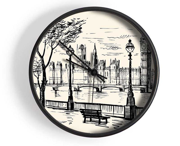 Outline Of The Houses Of Parliament Clock - Wallart-Direct UK