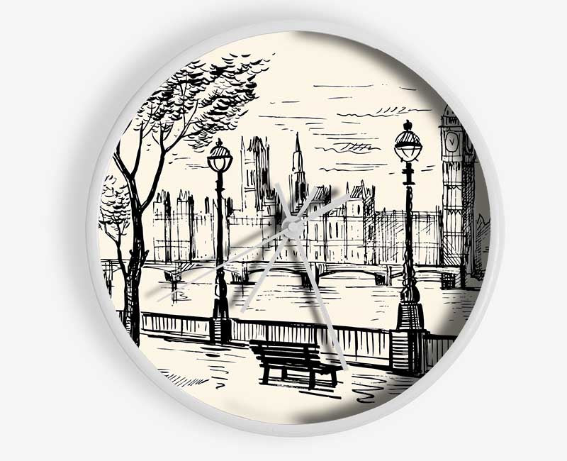 Outline Of The Houses Of Parliament Clock - Wallart-Direct UK