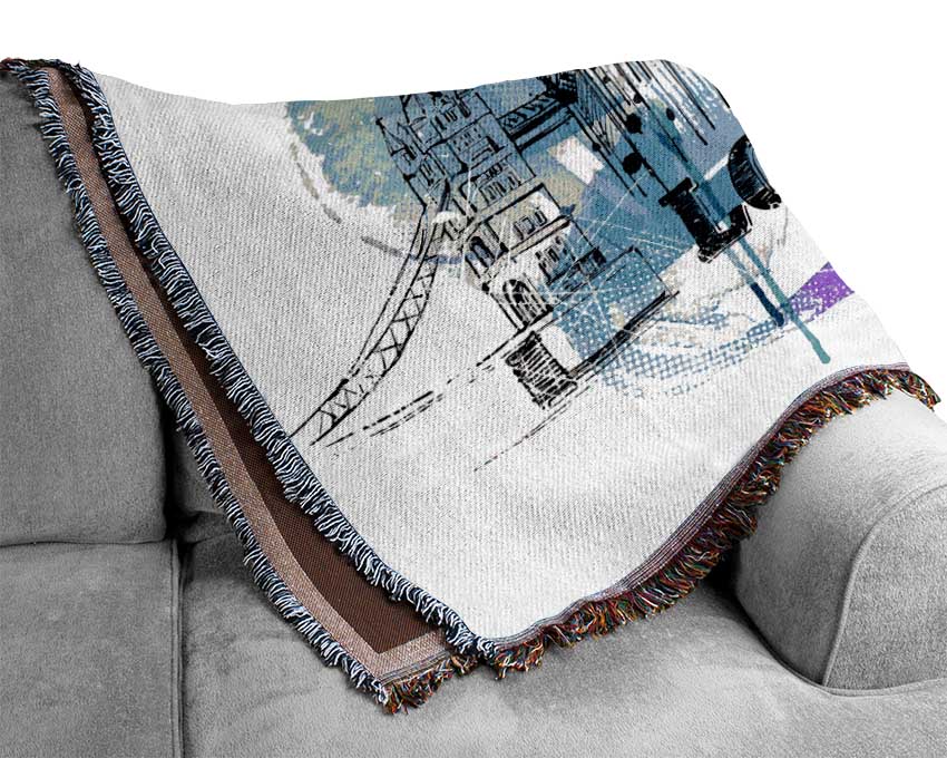 London Iconic Places Woven Blanket