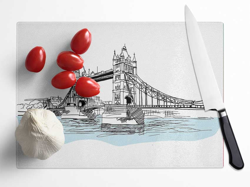 Tower Bridge Outline 3 Glass Chopping Board