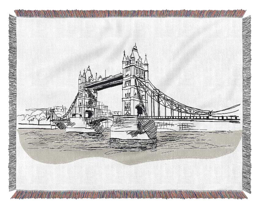 Tower Bridge Outline 3 Woven Blanket