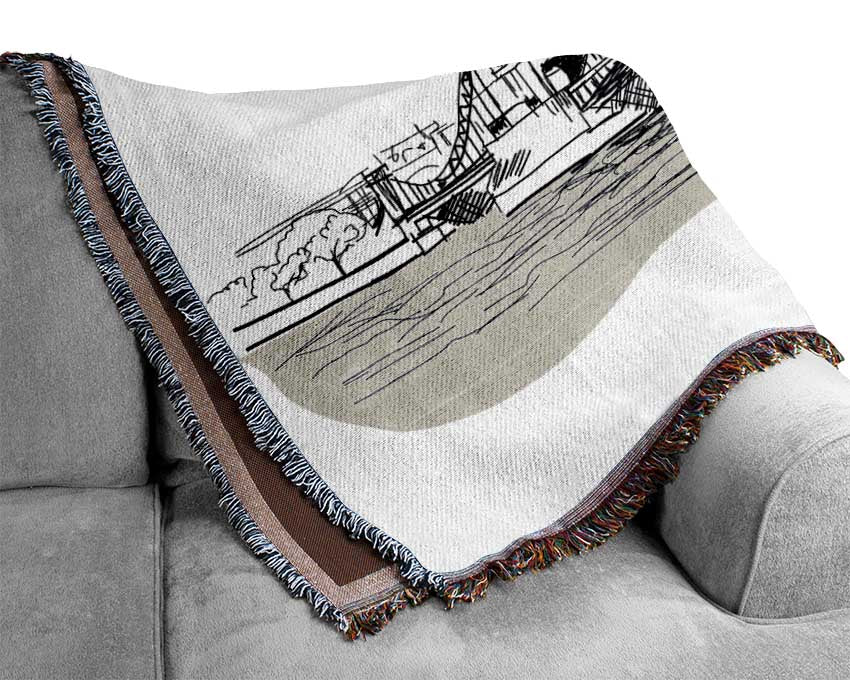 Tower Bridge Outline 3 Woven Blanket