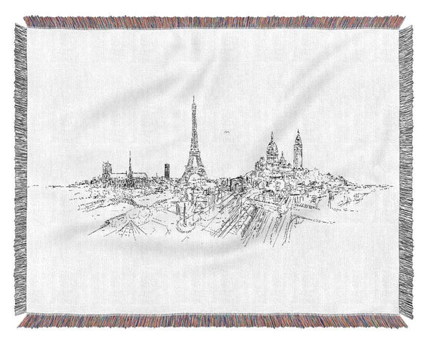 Eiffel Tower Over The City 11 Woven Blanket