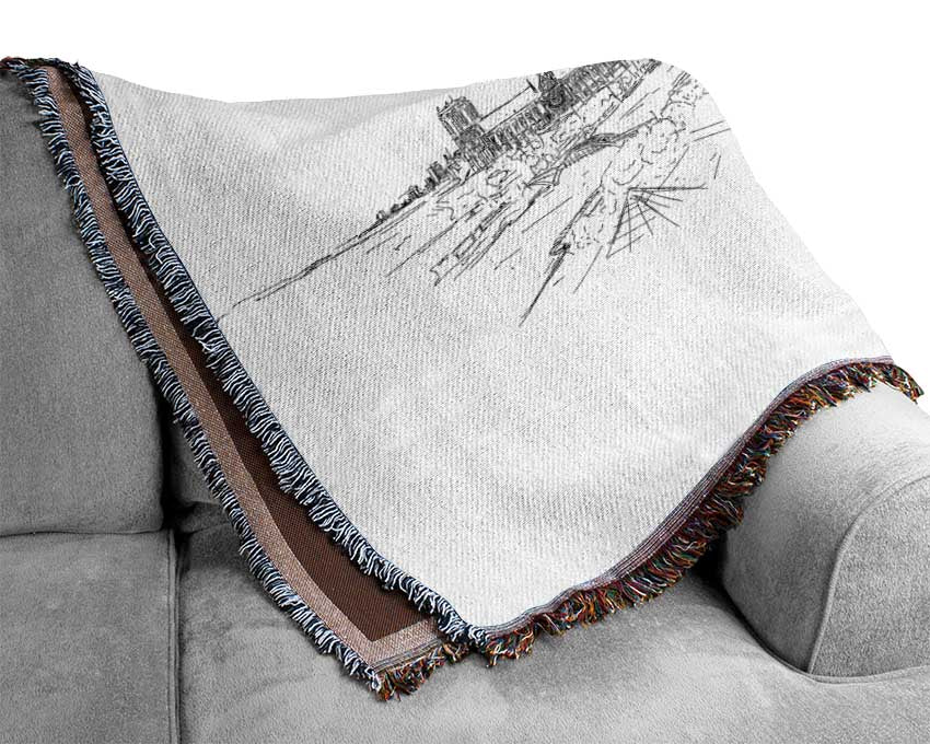 Eiffel Tower Over The City 11 Woven Blanket