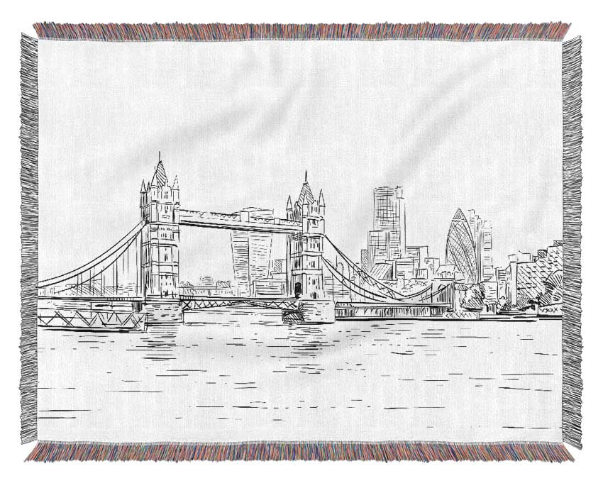 Tower Bridge Outline 1 Woven Blanket