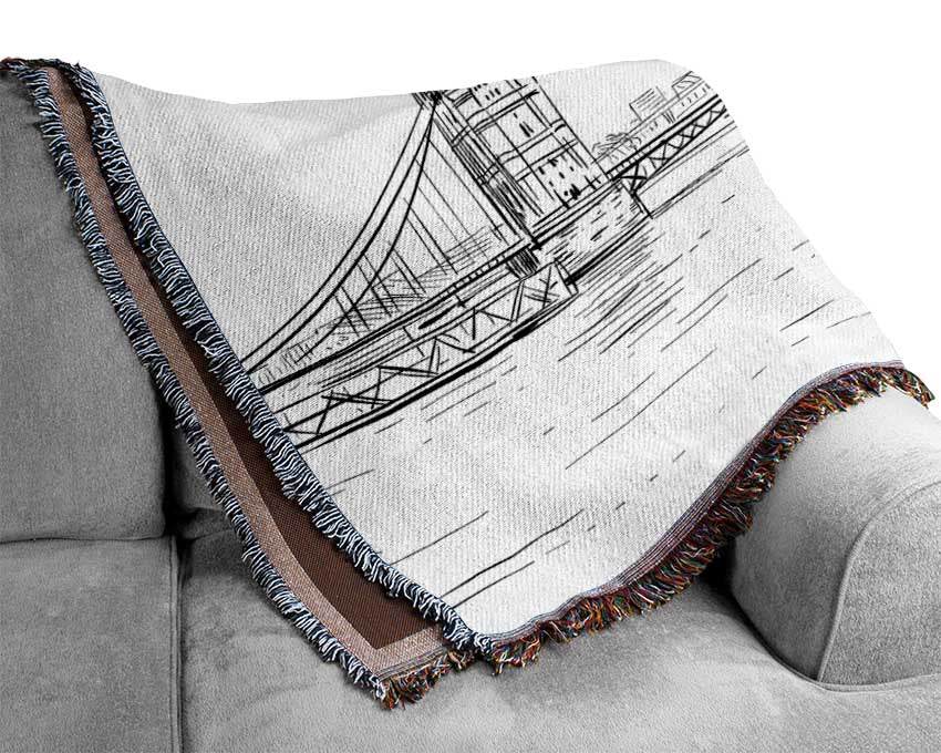 Tower Bridge Outline 1 Woven Blanket