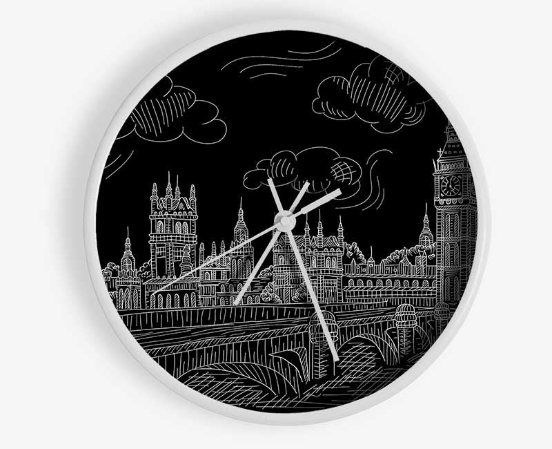 Houses Of Parliament And Big Ben Outline Clock - Wallart-Direct UK